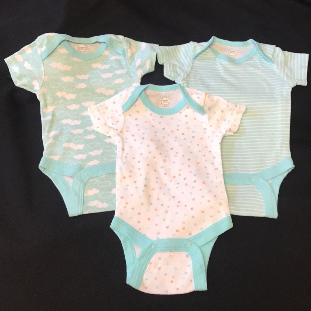 NewBorn night print bodysuits Set/3